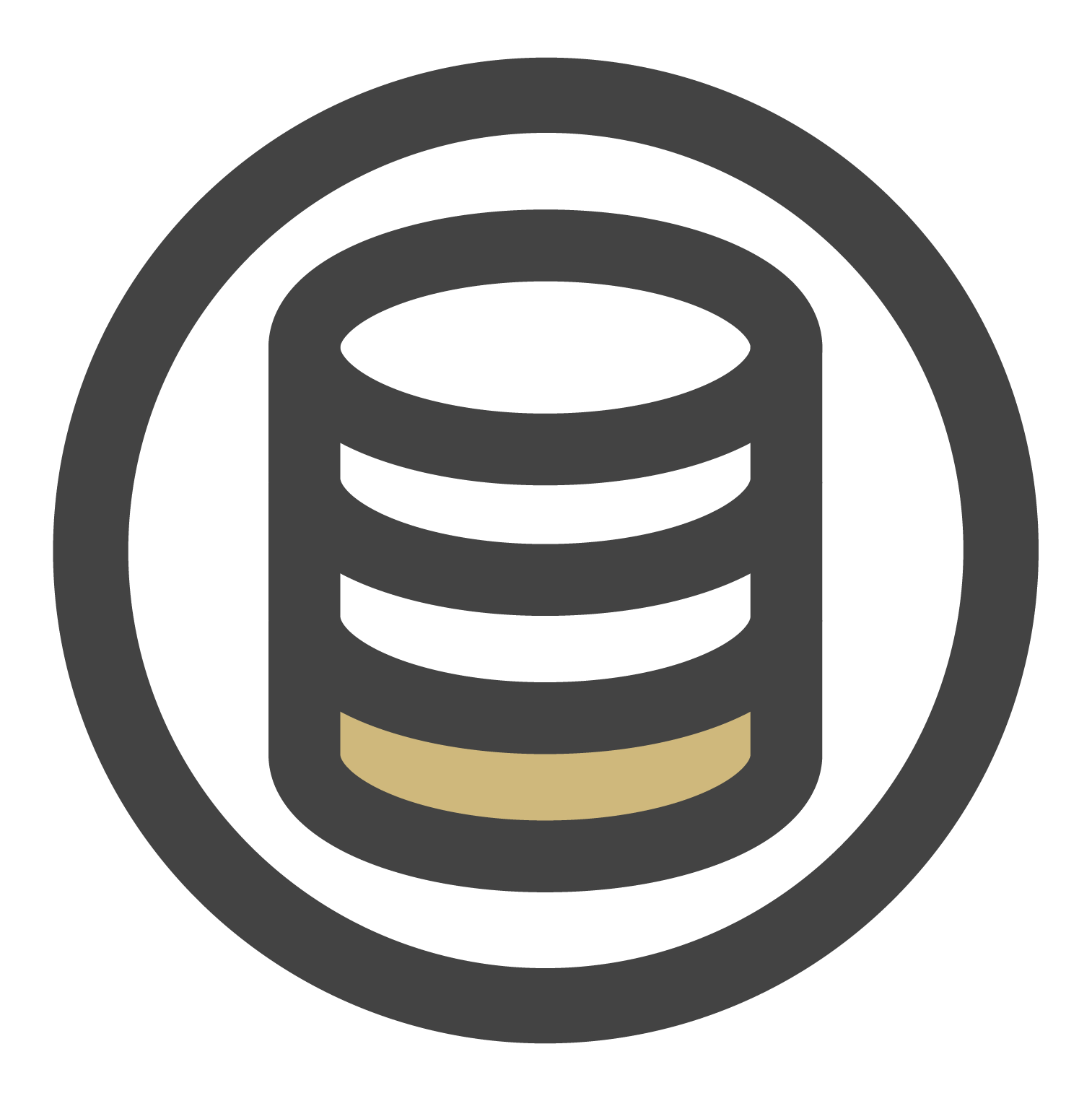 Data stack icon with one bar filled.