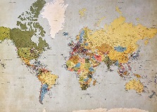world map with pins in it