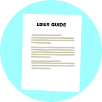 icon of paper with depiction of words on it