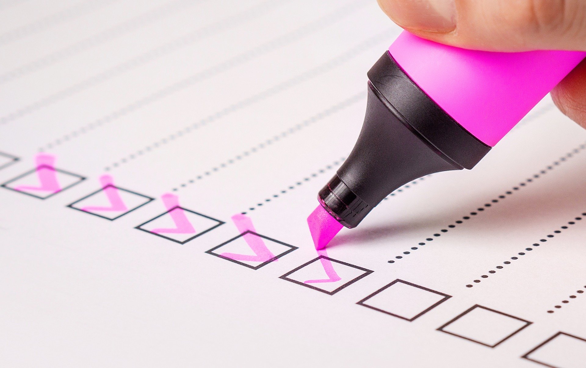 Pink checklist form