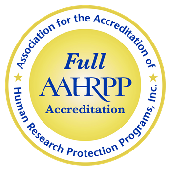 Full Accreditation seal of the Association for the Accreditation of Human Research Protection Programs
