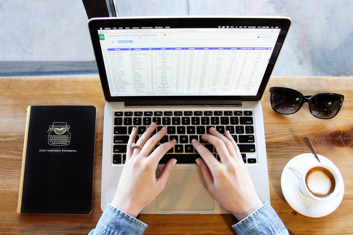 computer laptop with excel open