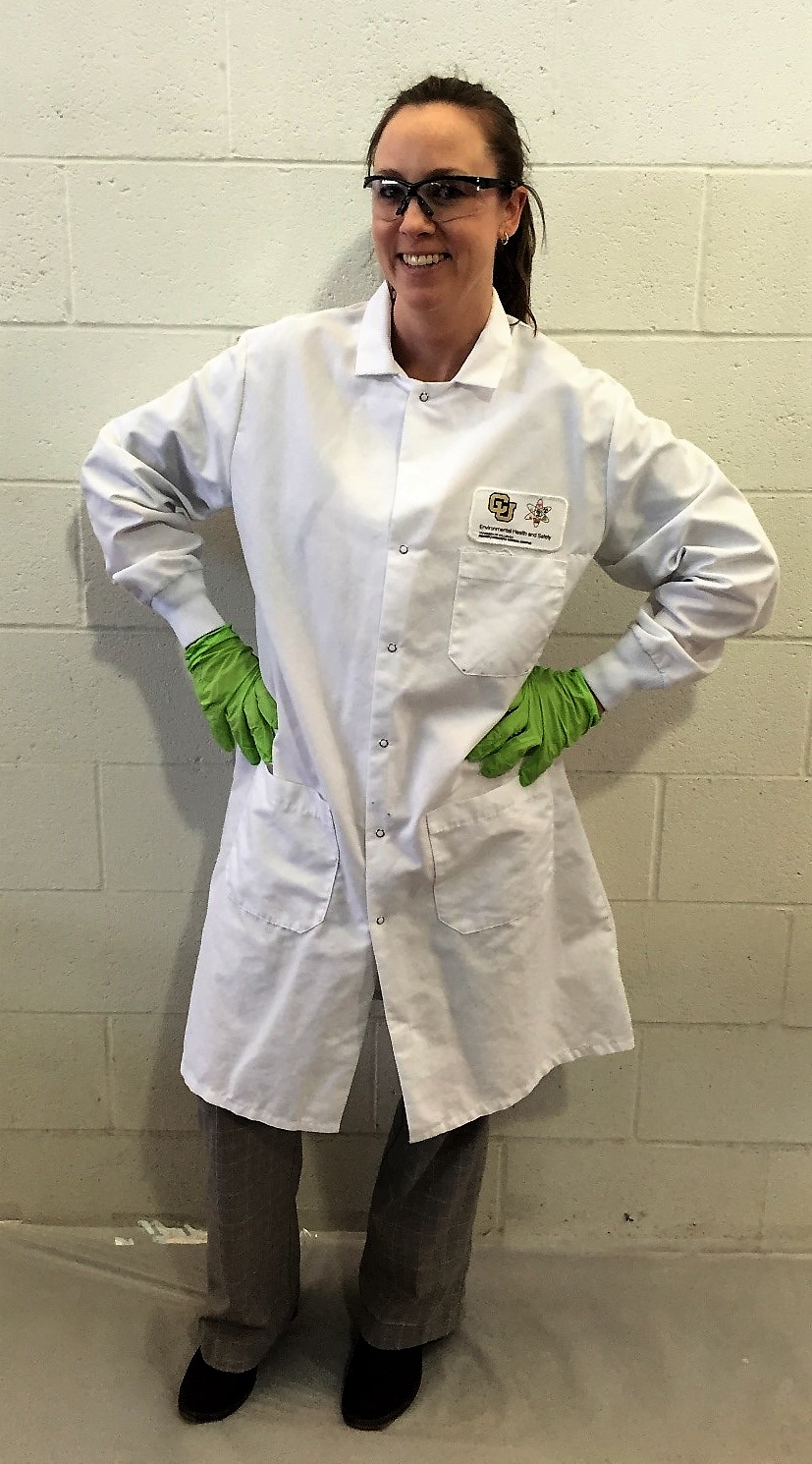 Girl demonstrating lab attire