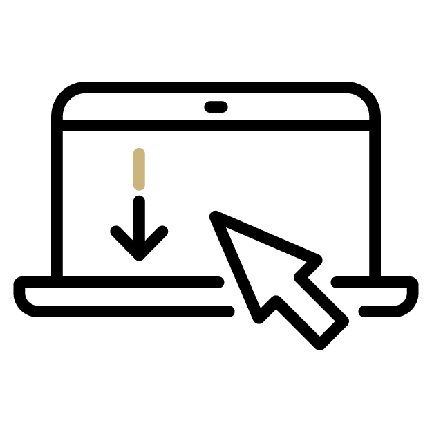 Computer with a down arrow on the screen