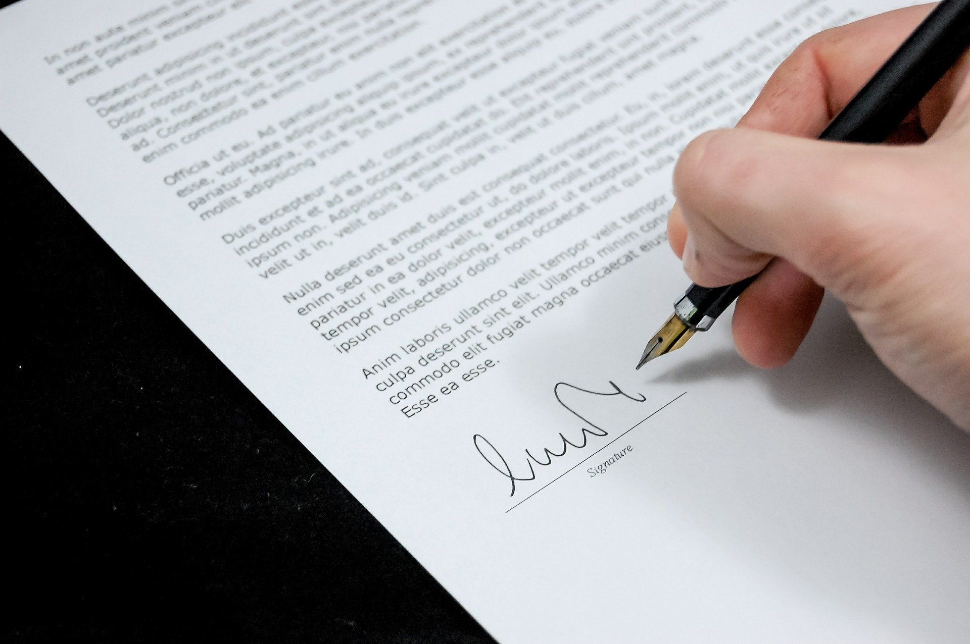 signature line of document
