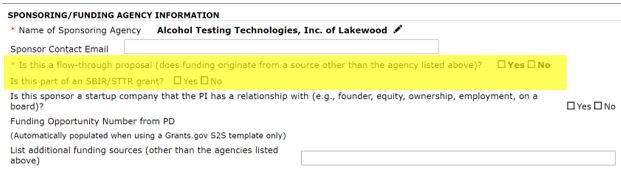Sponsoring Funding agency info